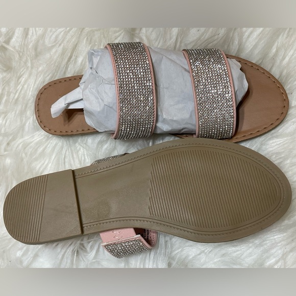 Light Pink Rhinestone Slide Sandals, Size 6 - Picture 3 of 3